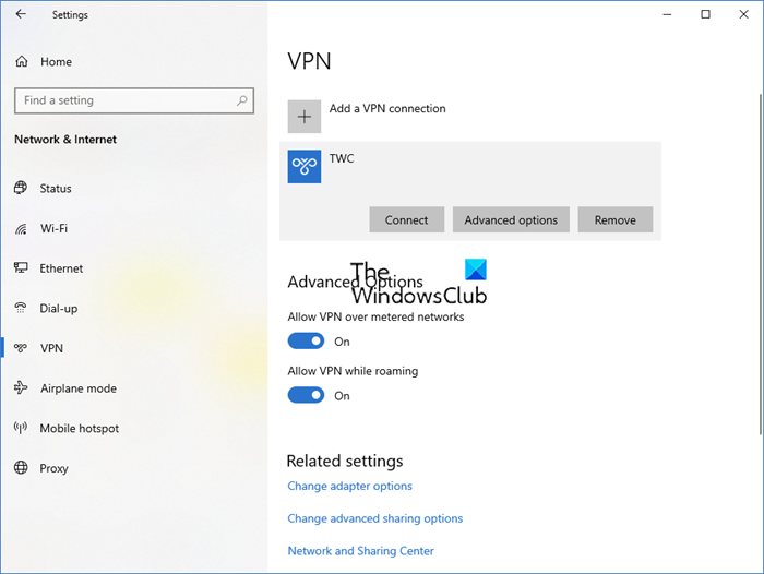 ตั้งค่าการเชื่อมต่อ VPN ใน Windows 10