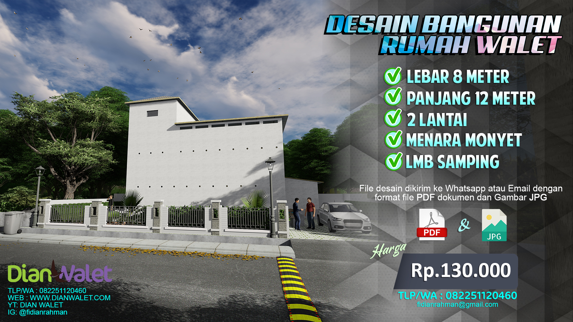 Desain Rumah Walet RBW 8X12 2 Lantai Terbaru 2020 DIAN WALET