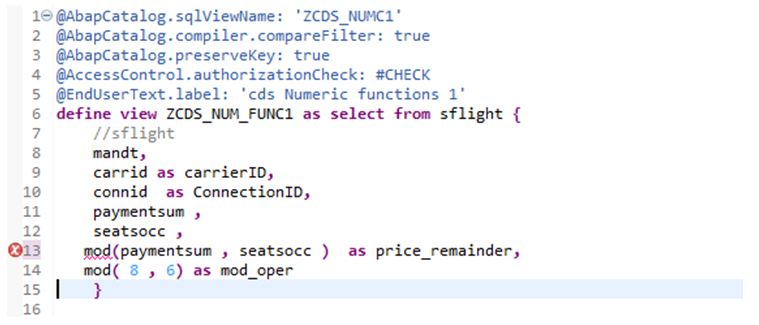 SAP ABAP Central: CDS NUMERIC FUNCTIONS