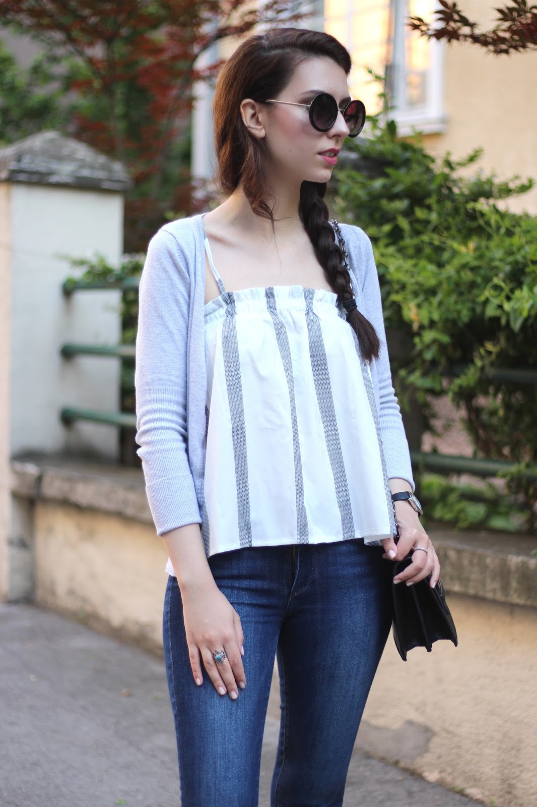 Simple blouse/skinny jeans BEAUTY FINE PRINT