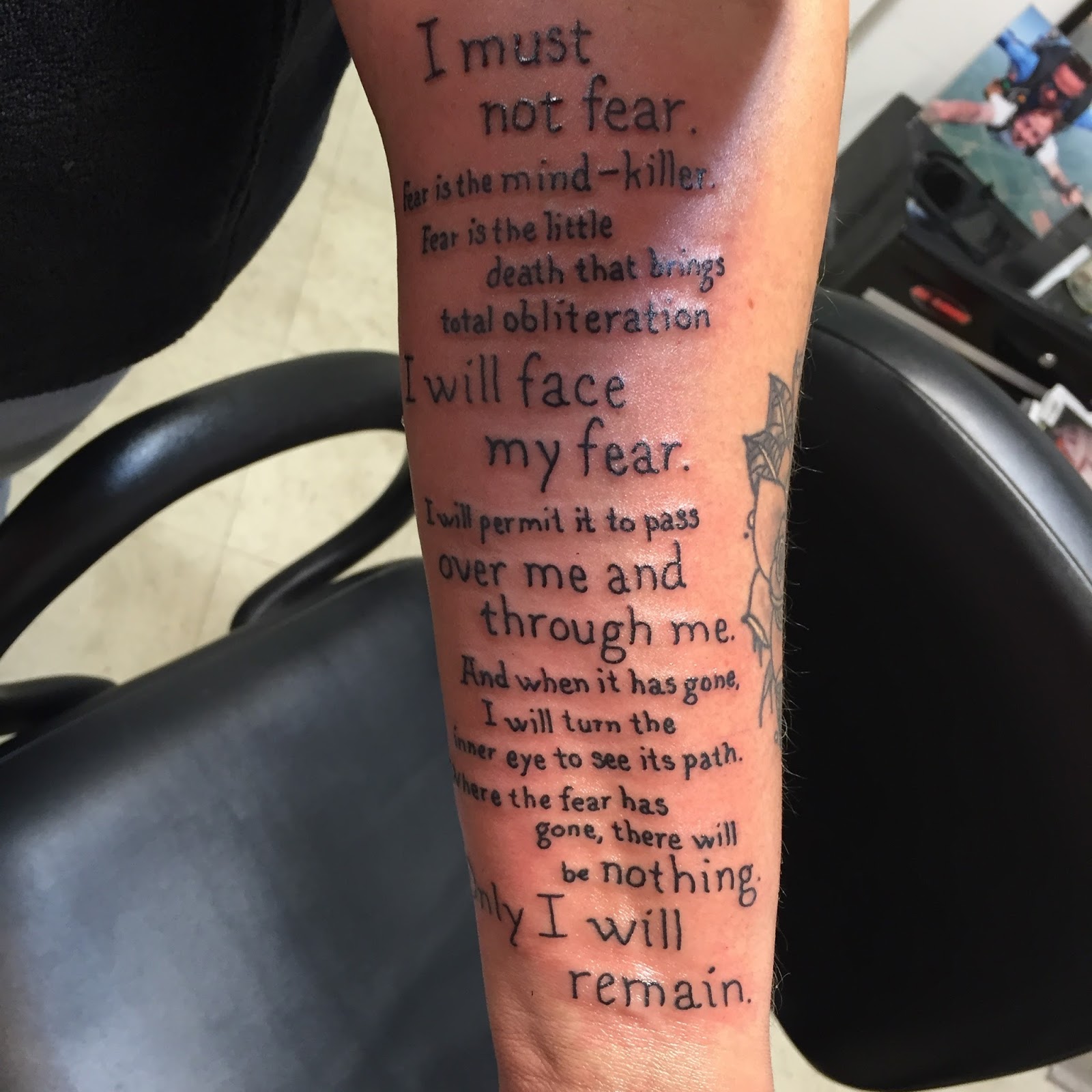 Tattoo of the Litany against Fear from DUNE.