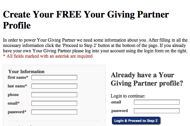 Create Your Giving Partner Profile
