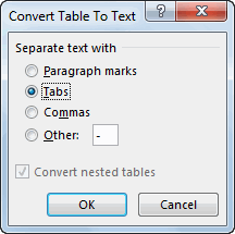 Convert Table to Text