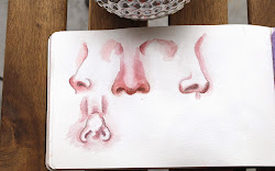 nose watercolour drawing painting experiments practiced angles different