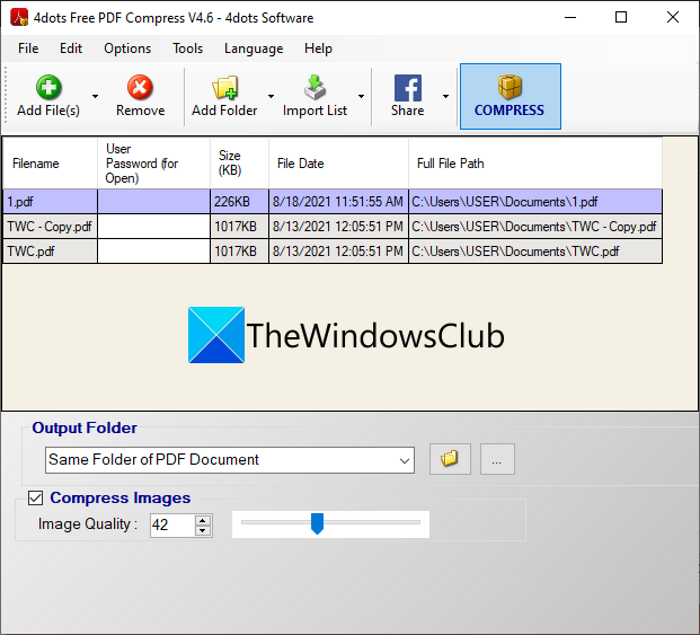 Batch Compress PDF files using online tools or software free for Windows PC