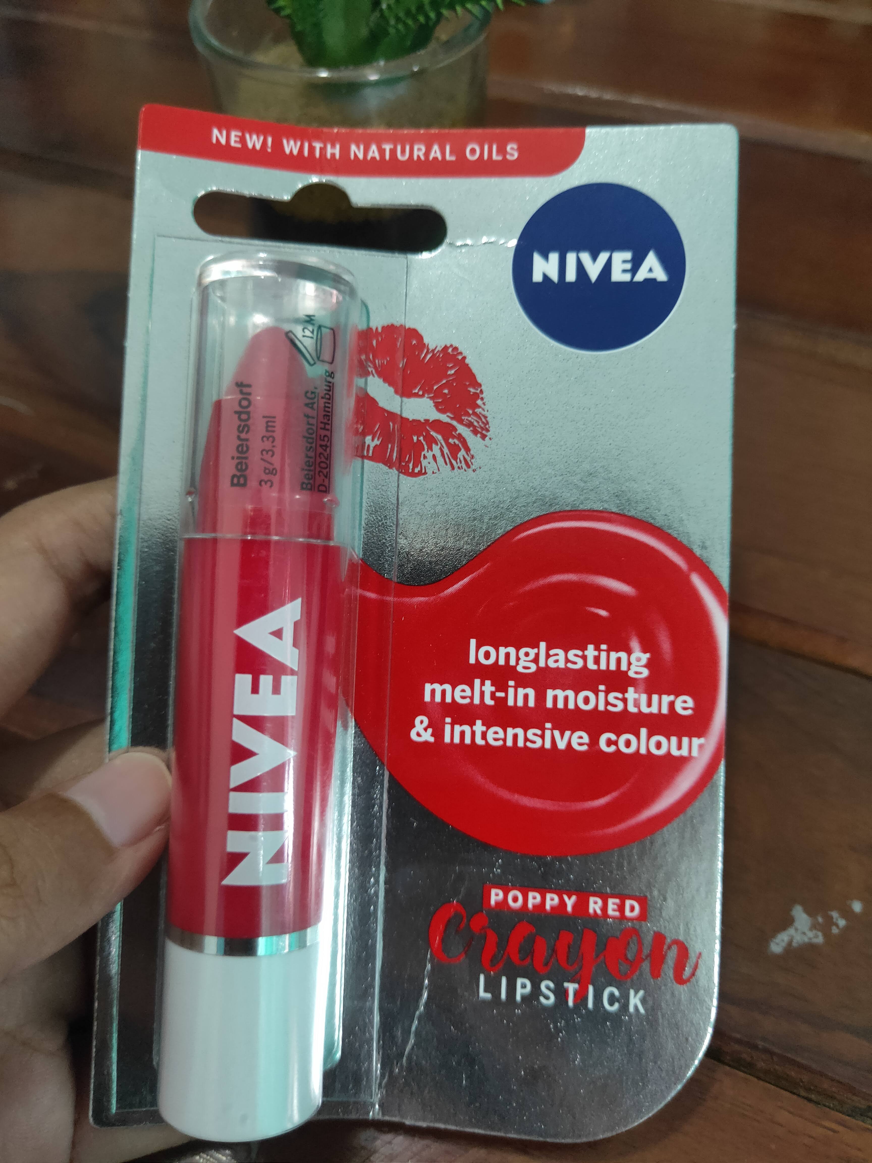 Nivea Lip Crayon Review Poppy Red Pena Biru
