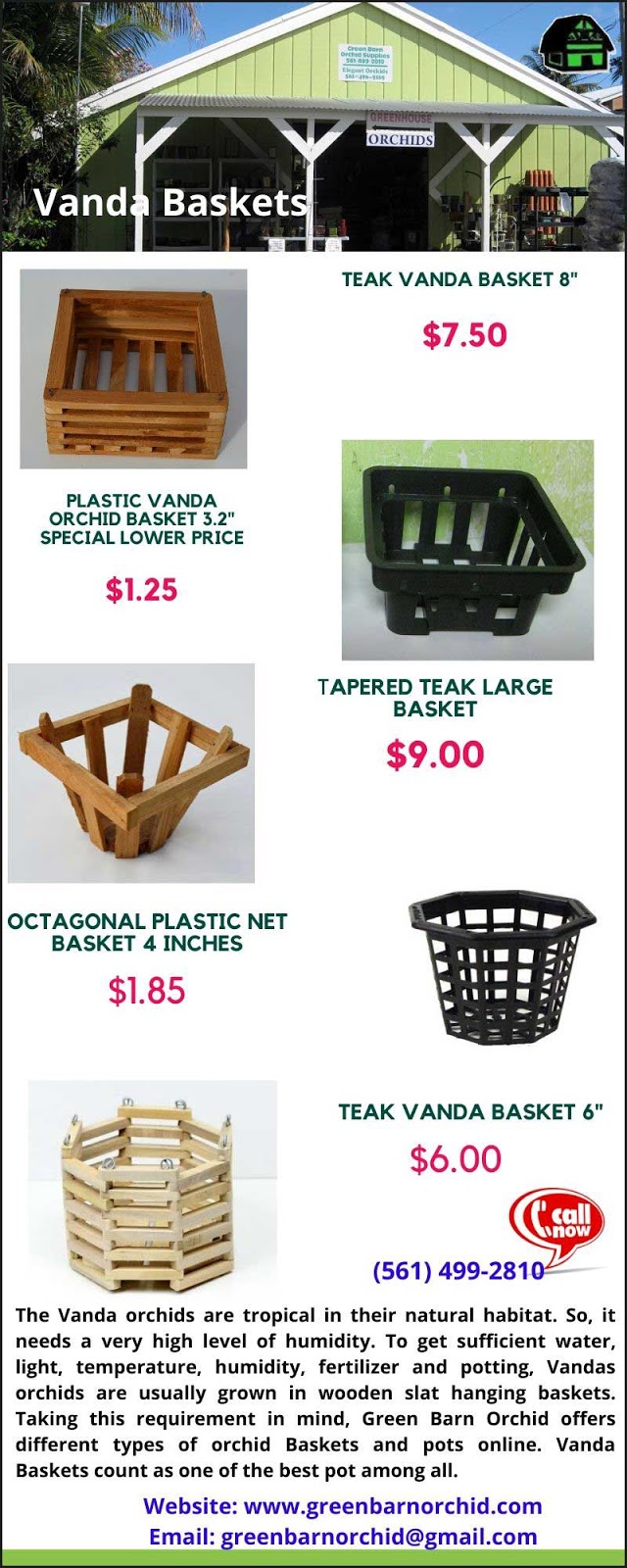 Orchid Baskets and Pots Online, Vanda Baskets Supplies