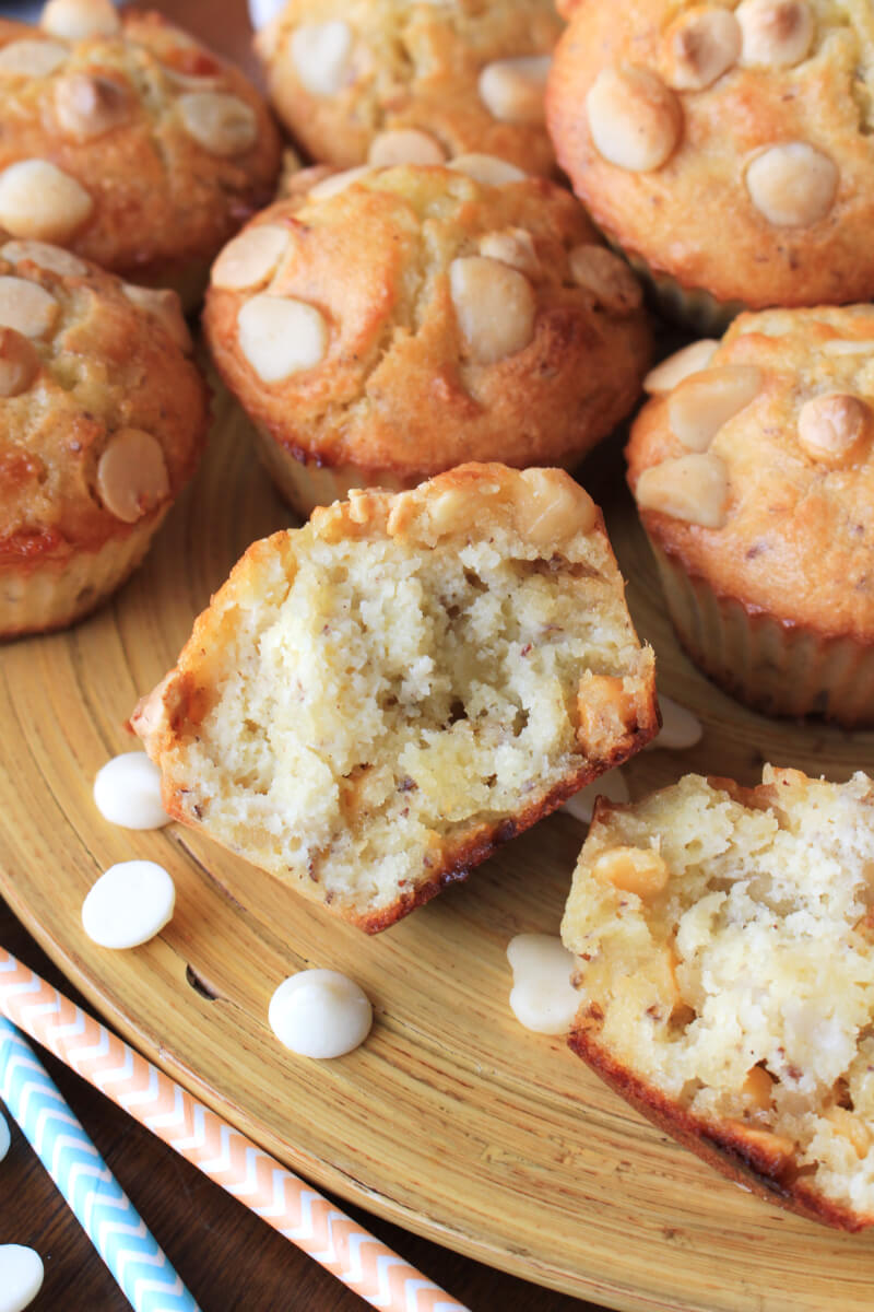 White Chocolate Macadamia Nut Muffins | The Two Bite Club