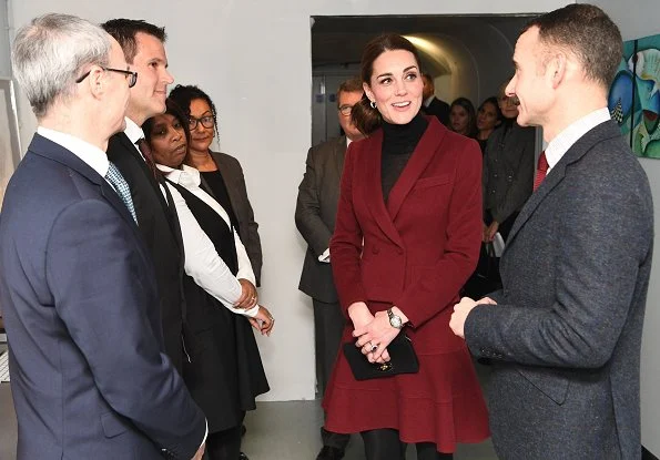 Kate Middleton's wearing her Paule Ka suit and Kate's wore velvet bow by J Crew. UCL Psychology and Language Sciences