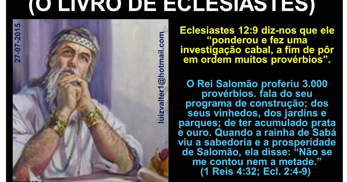 BÍBLIA ESTUDOS E PESQUISAS O LIVRO BÍBLICO DE ECLESIASTES