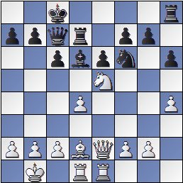 Posición partida de ajedrez Pilnik-Pomar 1946, después de 17.Ce5