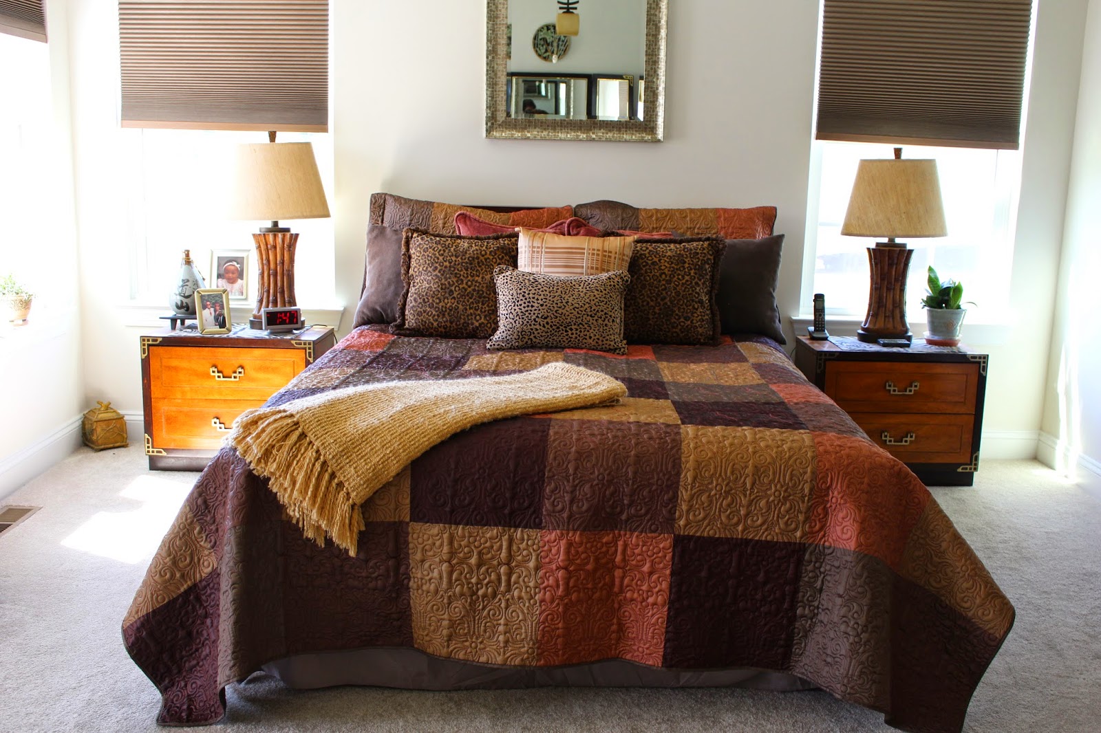 Designs by Pinky Fall Bedding in the Master