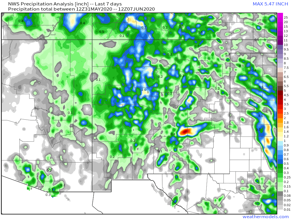New Mexico Rainfall Totals The Past Three Days & Week.