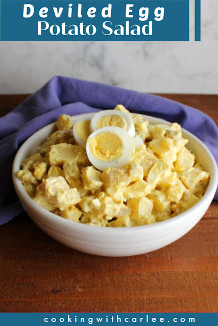 If you are in the market for a good potato salad, look no further! This has everything you love about old fashioned potato salad with the favorite parts of deviled eggs mixed in. It's loaded with eggs and flavor. Homemade potato salad always feels special, but this takes it to the next level. It is perfect for picnics, potlucks, BBQs and more! If you are in the market for a good potato salad, look no further! This has everything you love about old fashioned potato salad with the favorite parts of deviled eggs mixed in. It's loaded with eggs and flavor. Homemade potato salad always feels special, but this takes it to the next level. It is perfect for picnics, potlucks, BBQs and more!