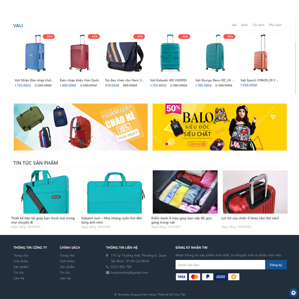 Template Bogspot Bán Hàng Vali-Túi Xách Chuẩn Seo-Load Nhanh Đồng Nai