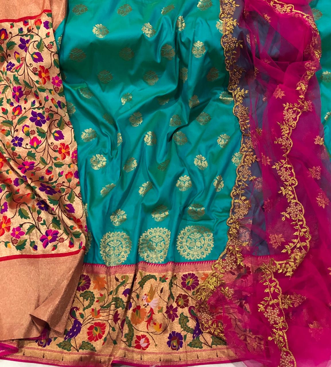 Banaras paithani lehenga Adult size Allover paithani blouse.