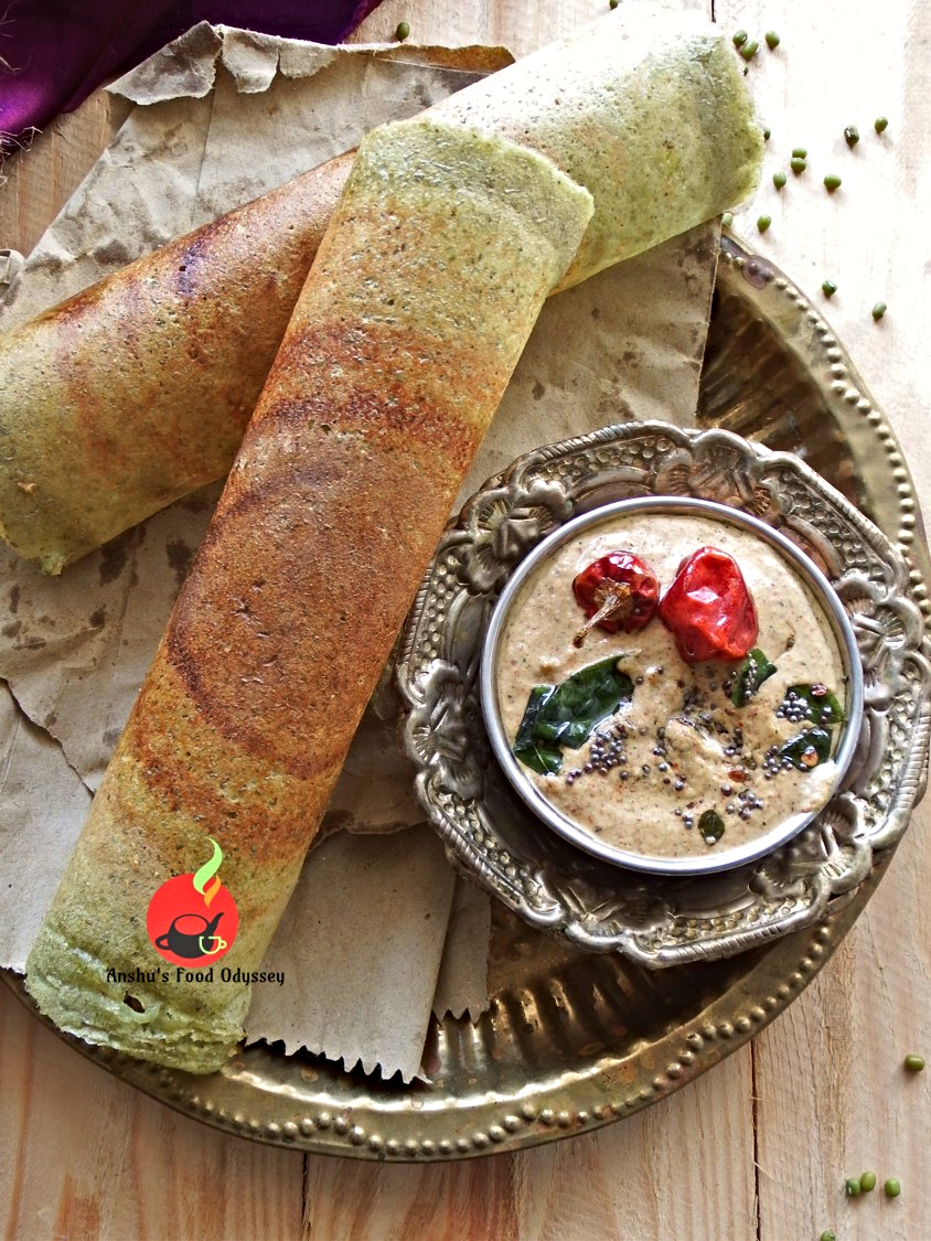 Instant Crispy Sprouted Moong Dal Dosa