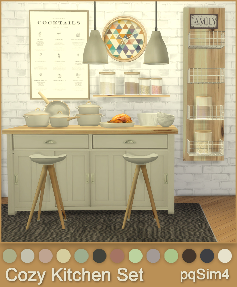 Cozy Kitchen Set. The Sims 4 Custom Content.