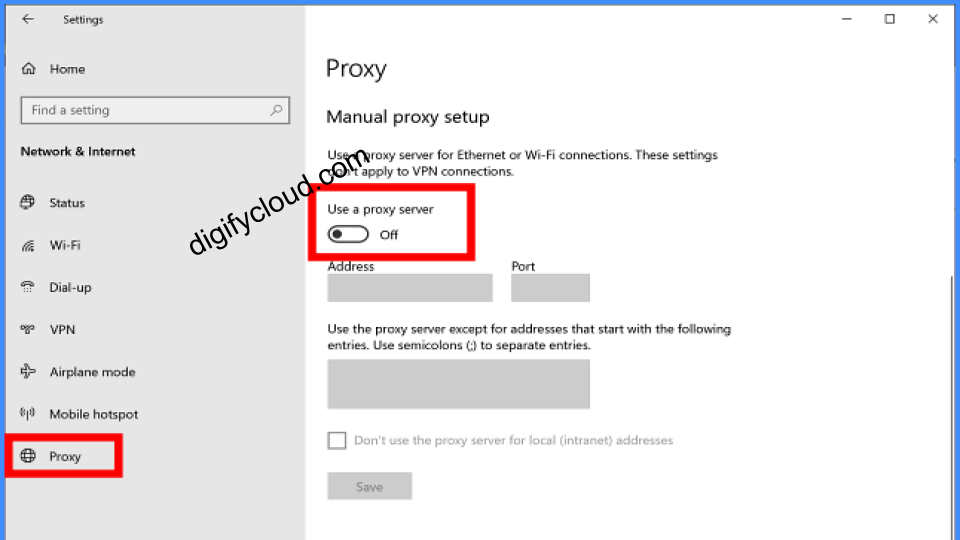 Menonaktifkan Server Proxy Microsoft Store