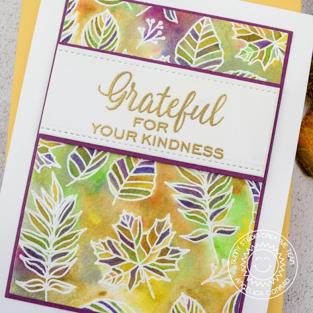 Sunny Studio Stamps: Elegant Leaves Frilly Frame Dies Fall Themed Grateful For You Card by Angelica Conrad Sunny Studio Stamps: Elegant Leaves Frilly Frame Dies Fall Themed Grateful For You Card by Angelica Conrad