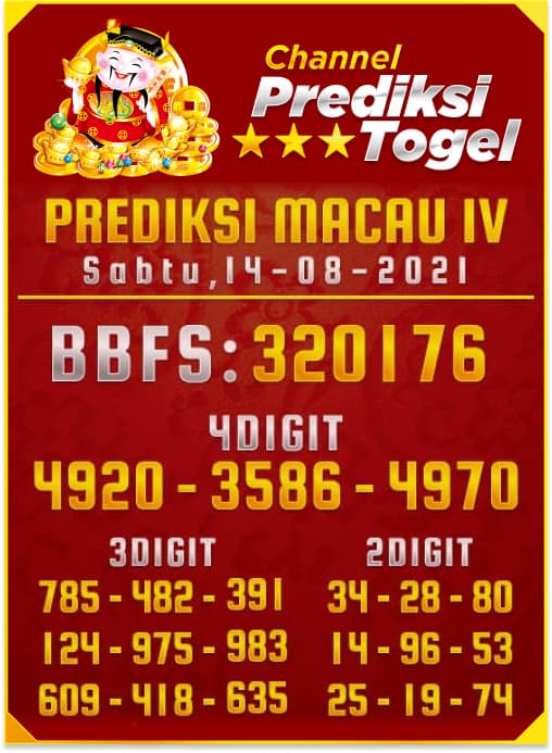 Channel Prediksi Togel Toto Macau P4 Sabtu 14 Agustus 2021 Togel Macau