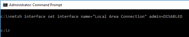 Disable LAN connection from command prompt