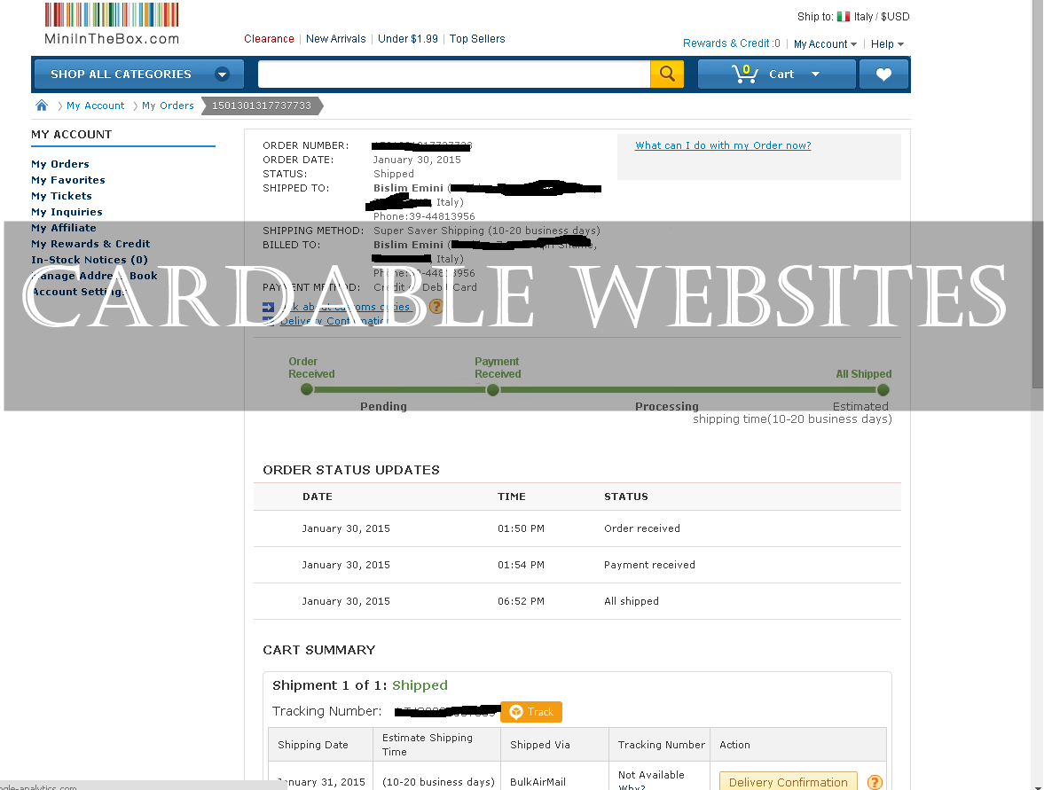 Shipped + proof ! [cardable sites update] « Cardable sites