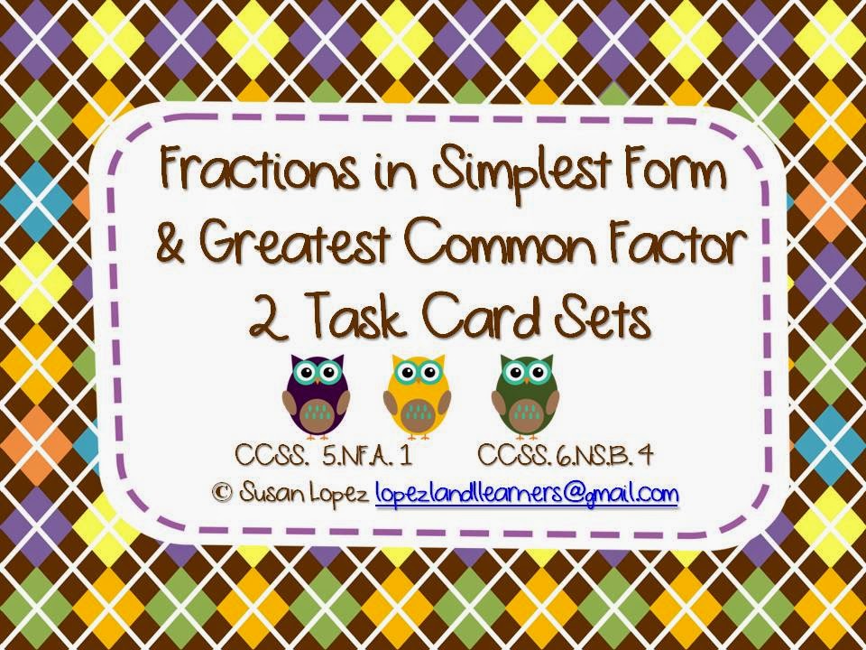 https://www.teacherspayteachers.com/Product/Fractions-in-Simplest-Form-Greatest-Common-Factor-Task-Cards-1108006