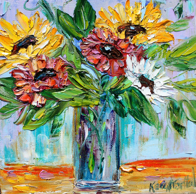 Palette Knife Painters, International Flowers painting still life