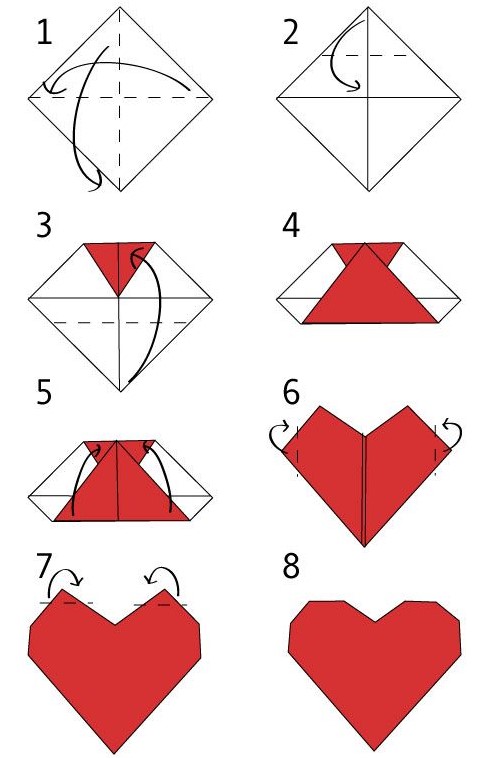 Origami cuore facile da fare in 4 minuti