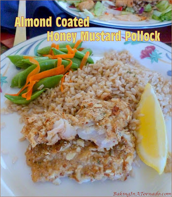 Almond Coated Honey Mustard Pollock, a healthy dinner, is a little tangy, a little sweet and a little crunchy. | Recipe developed by www.BakingInATornado.com