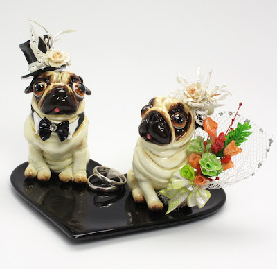 madamepOmmcustomorder: Pug Wedding Cake Topper