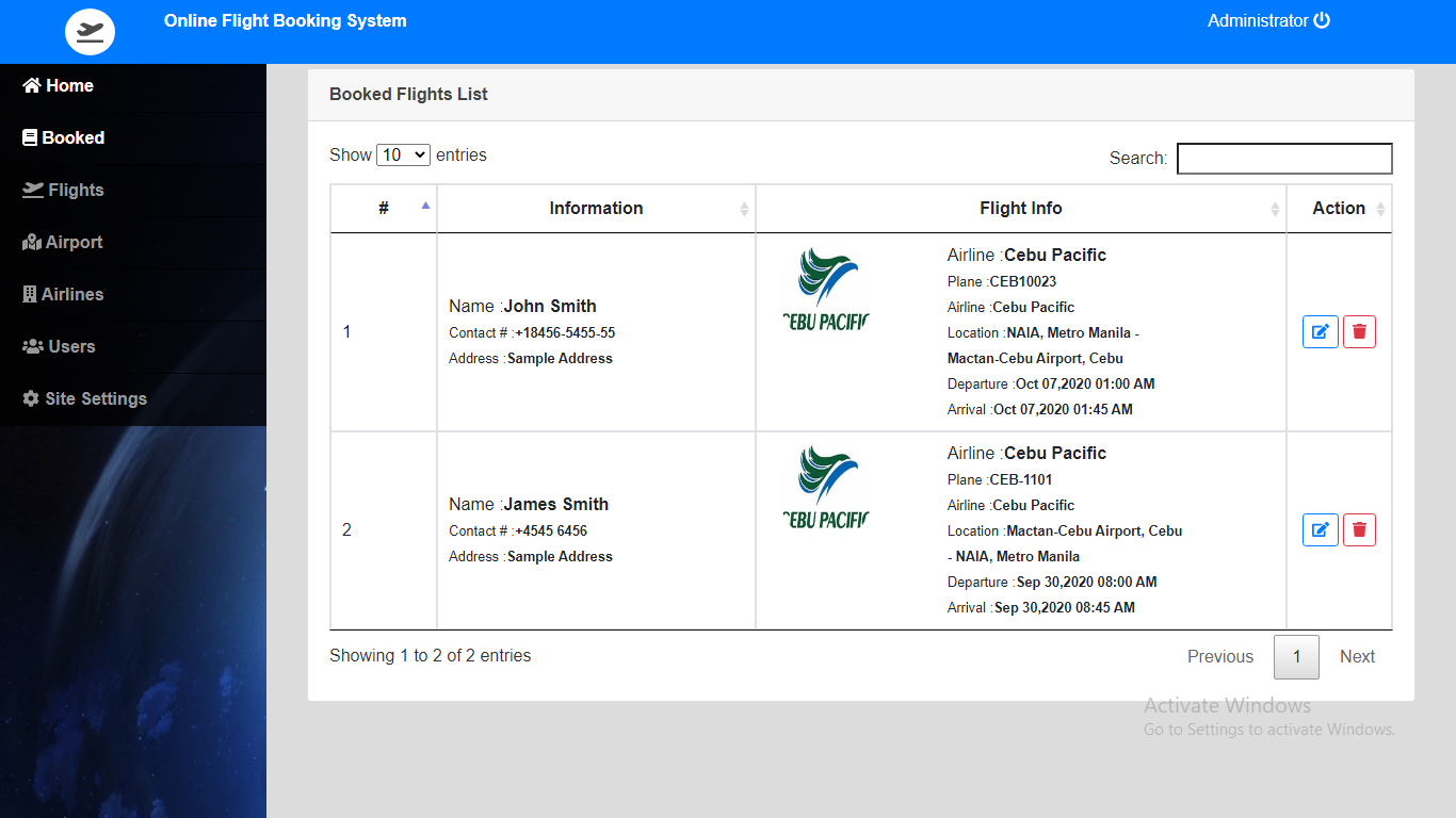 online flight booking system in php