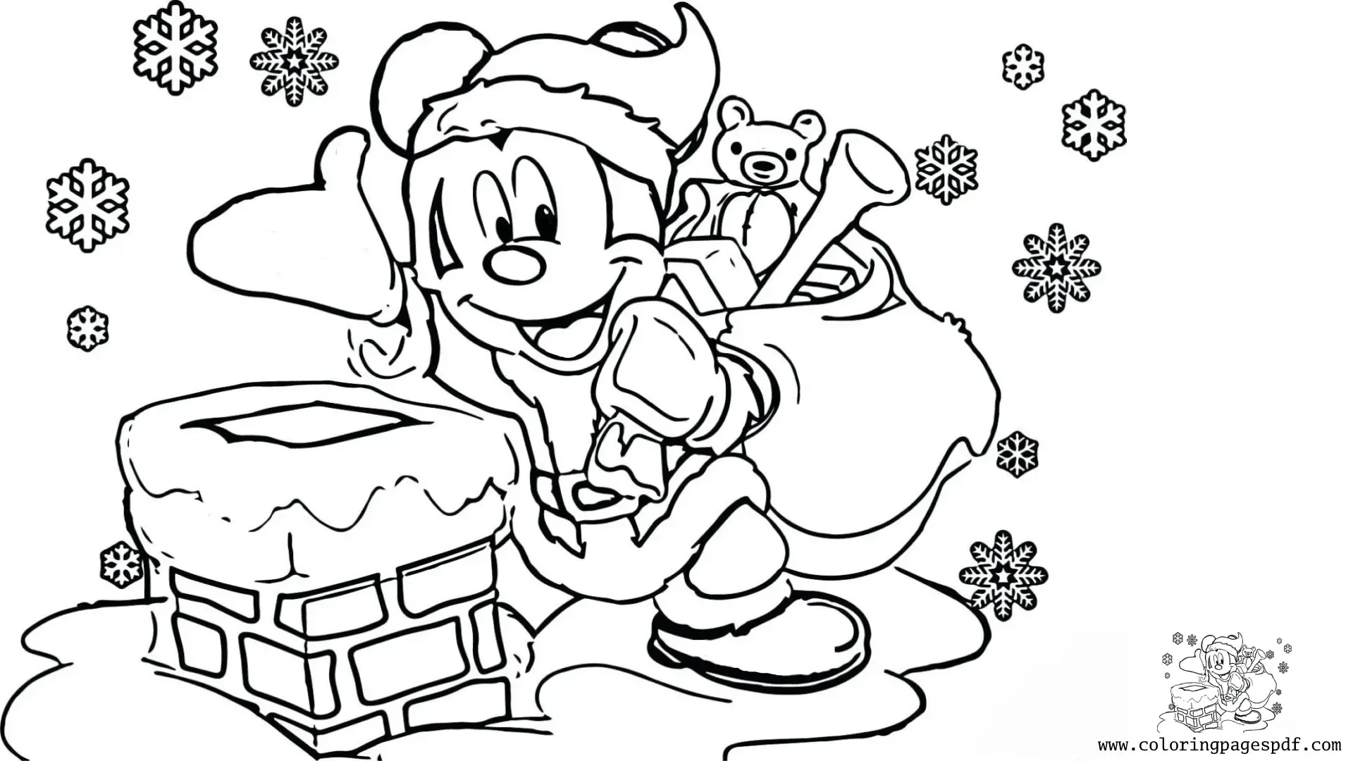 Coloring Page Of Mickey Mouse Giving Presents