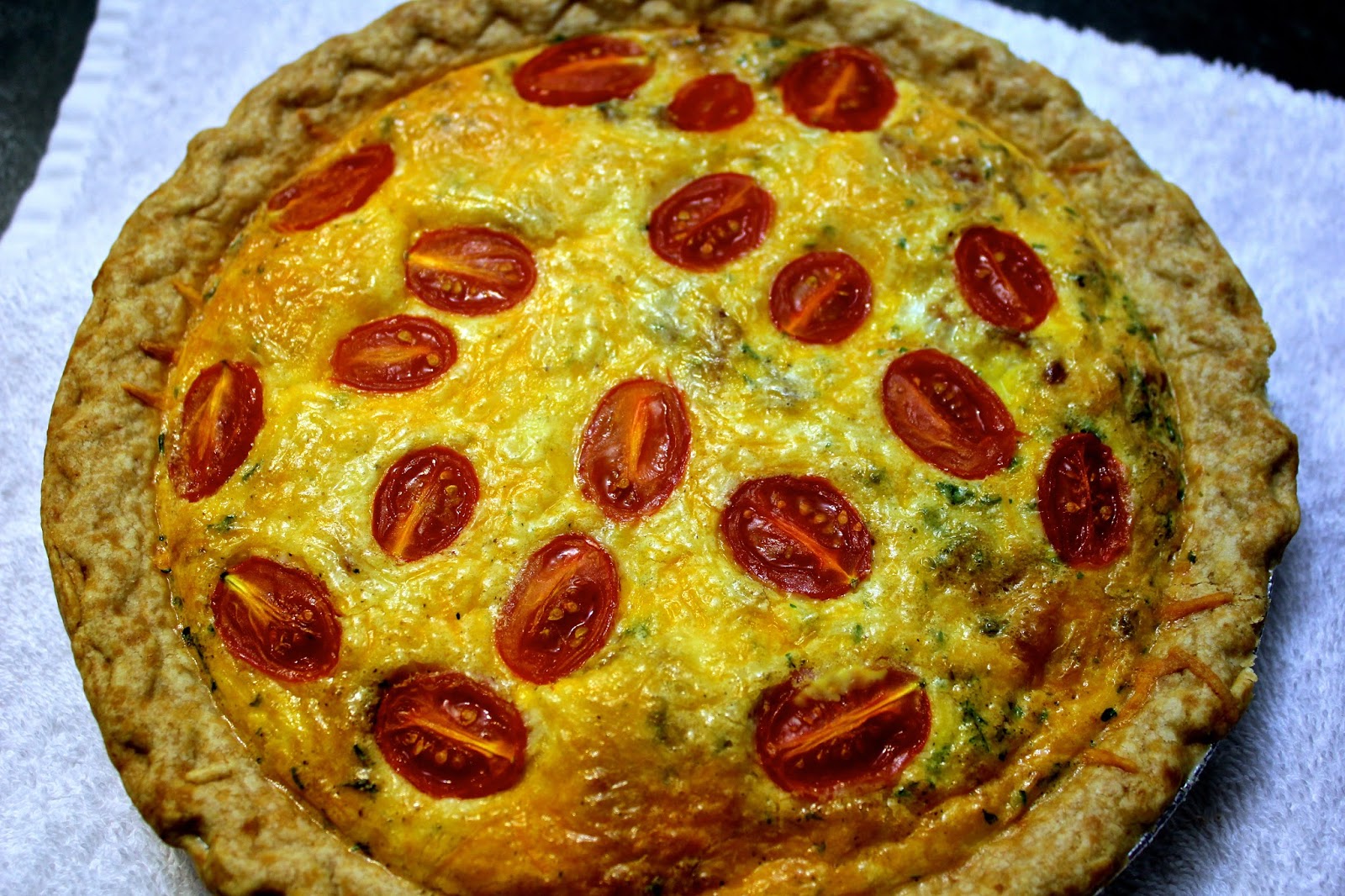 Charleston's Chew Tomato, Bacon, and Caramelized Onion Quiche