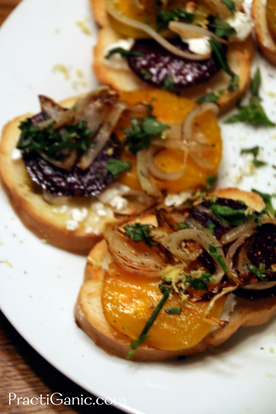 Beet and Goat Cheese Bruschetta PractiGanic Vegetarian Recipes and Organic Living