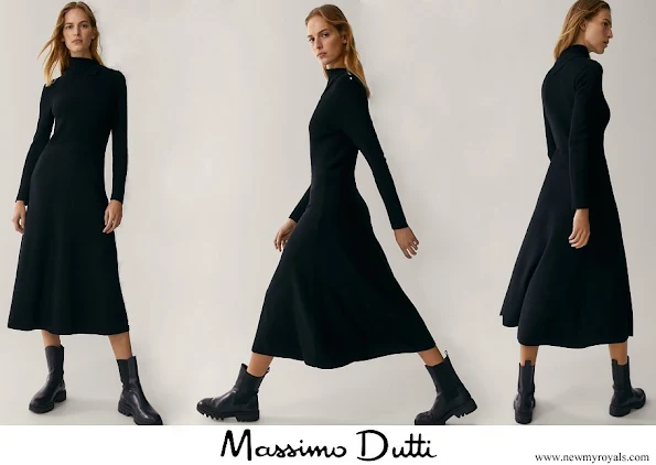 Queen Maxima wore Massimo Dutti Dress with button detail