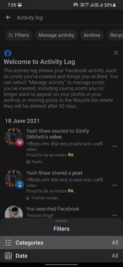Unhide Posts on Facebook