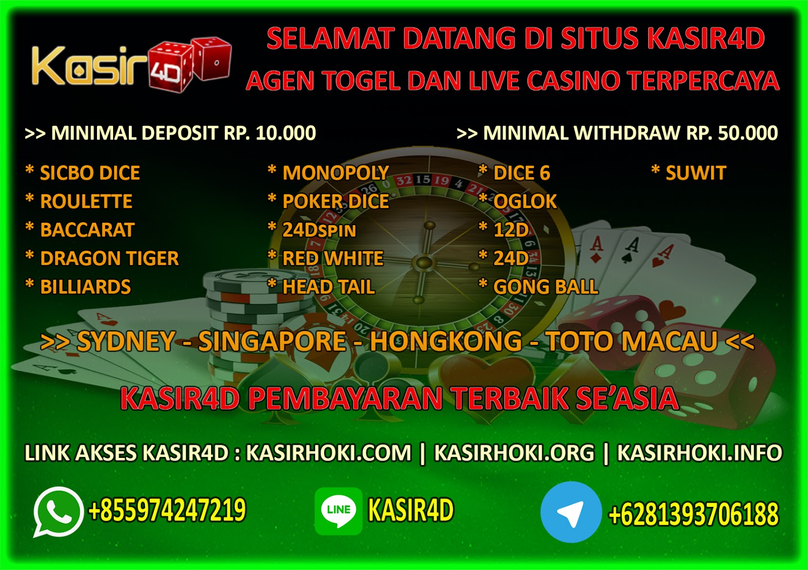 Kasir4D, Agen Togel, Bandar Togel, Casino Online Terpercaya BAA