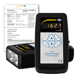 Máy đo tốc độ cầm tay PCE-LES 100-ICA bao gồm. Chứng chỉ hiệu chuẩn ISO
