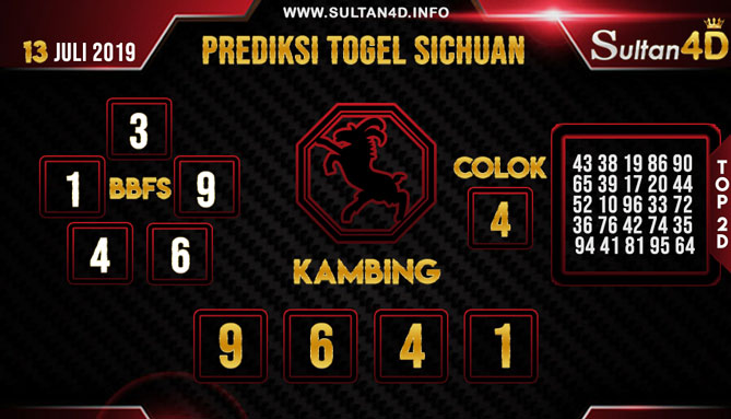 PREDIKSI TOGEL SICHUAN SULTAN4D 13 JULI 2019