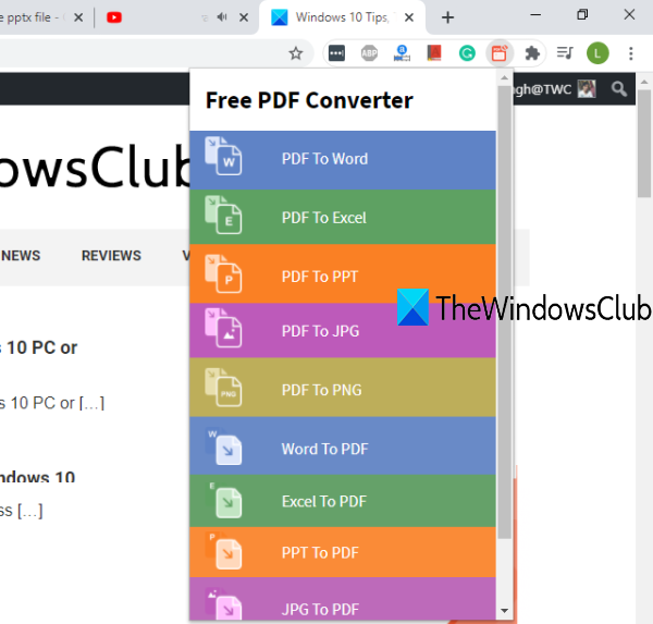 Extension gratuite du convertisseur PDF pour Chrome