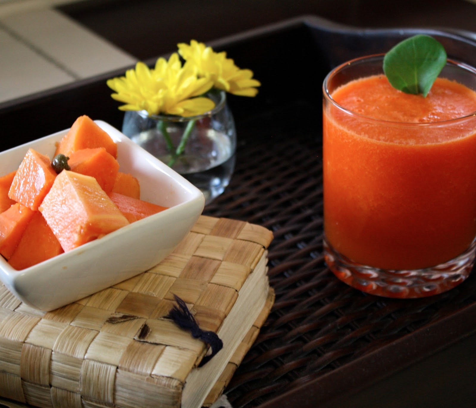 Balanced Palates Refreshing papaya, orange, & carrot juice