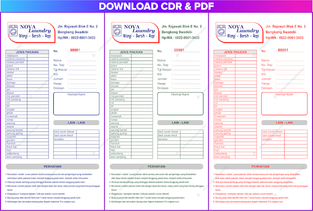 Nota Laundry Terbaru Kwitansi Laundry
