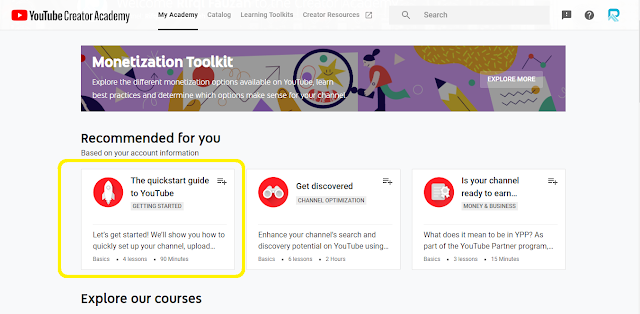 the quickstart guide to youtube creator academy