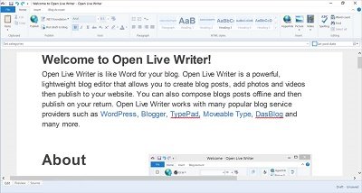Open de Live Writer Windows Store-app