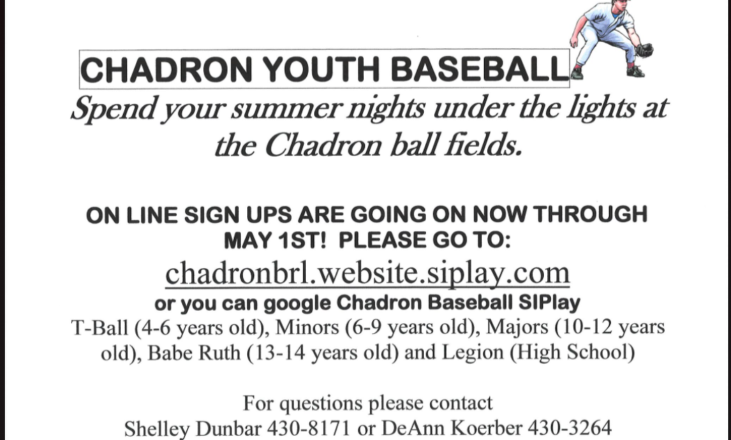 CHADRON MIDDLE SCHOOL Summer Baseball Signups
