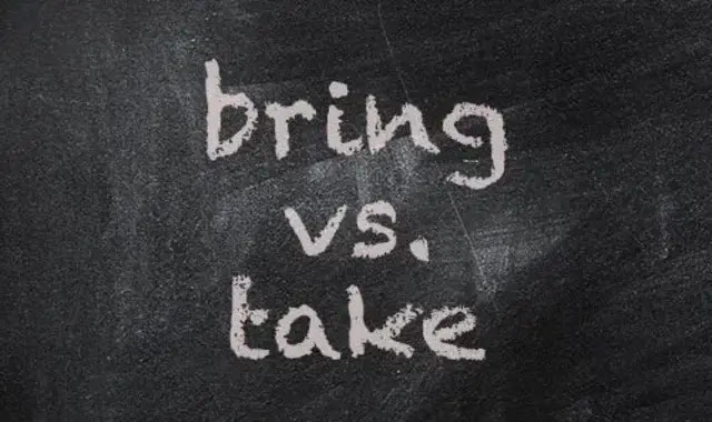 The difference between bring and take