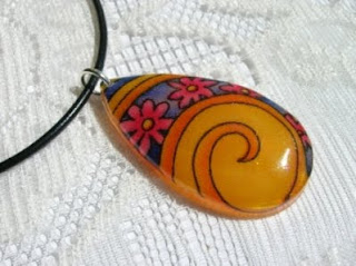 Psychedelic Fabric Resin Necklace