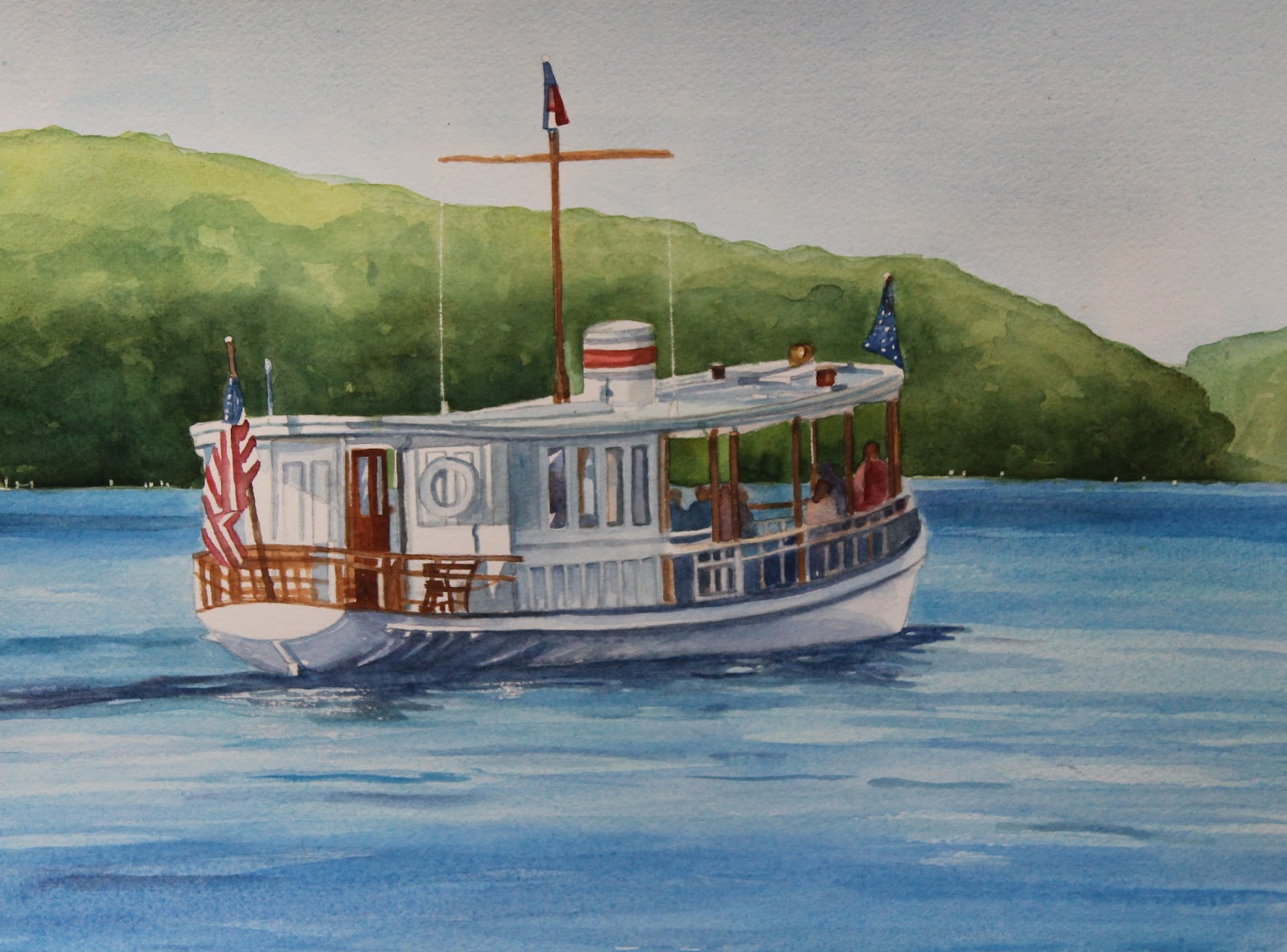 Pat Heintzelman Watercolors The Polaris of the Gage Marine Cruise Line